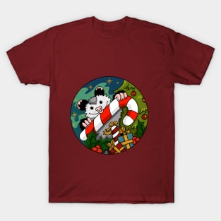 Christmas opossum with candy cane T-Shirt